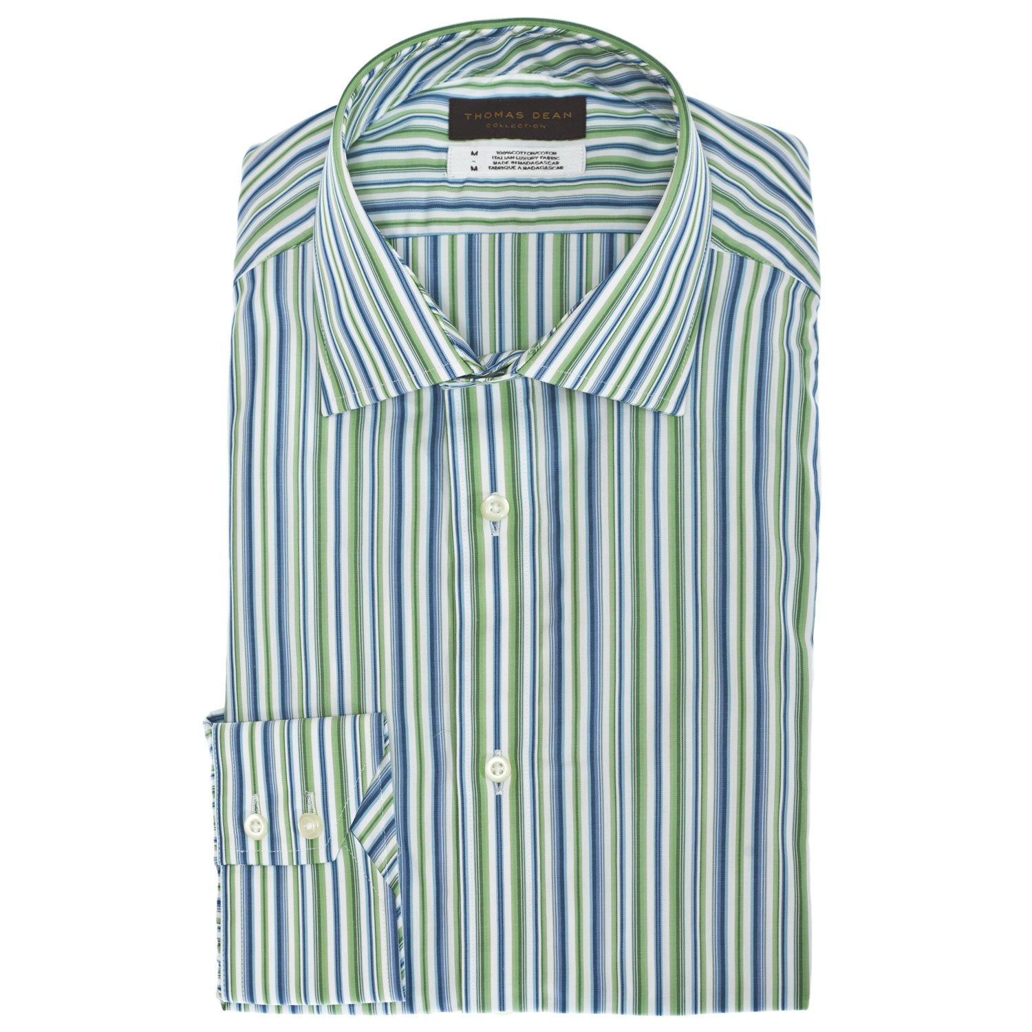 slim fit dress slacks Everyday Green Bengal Stripe Casual Shirt – Non-Iron, Wrinkle-Resistant Classic / 17 / Medium (32-33)