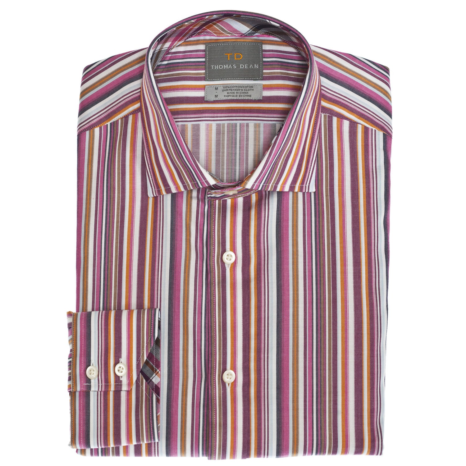 Wine Multi Stripe Button Down Sport Shirt  Thomas Dean & Co