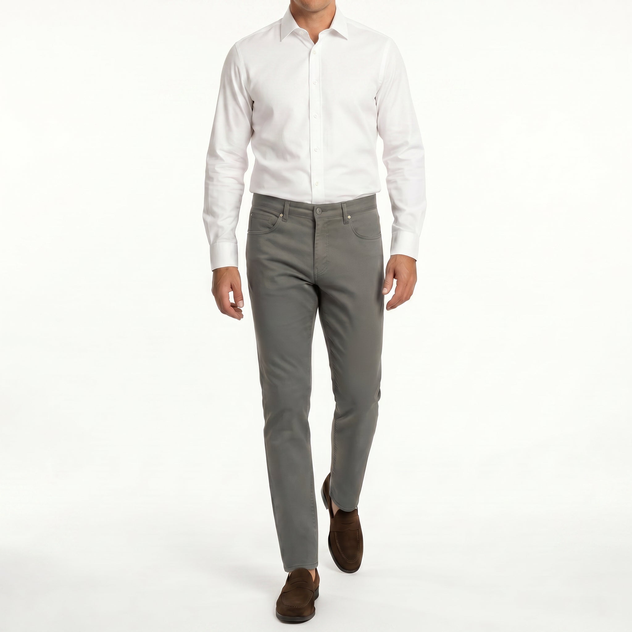 5 Pocket Pant Cotton Spandex - Medium Grey
