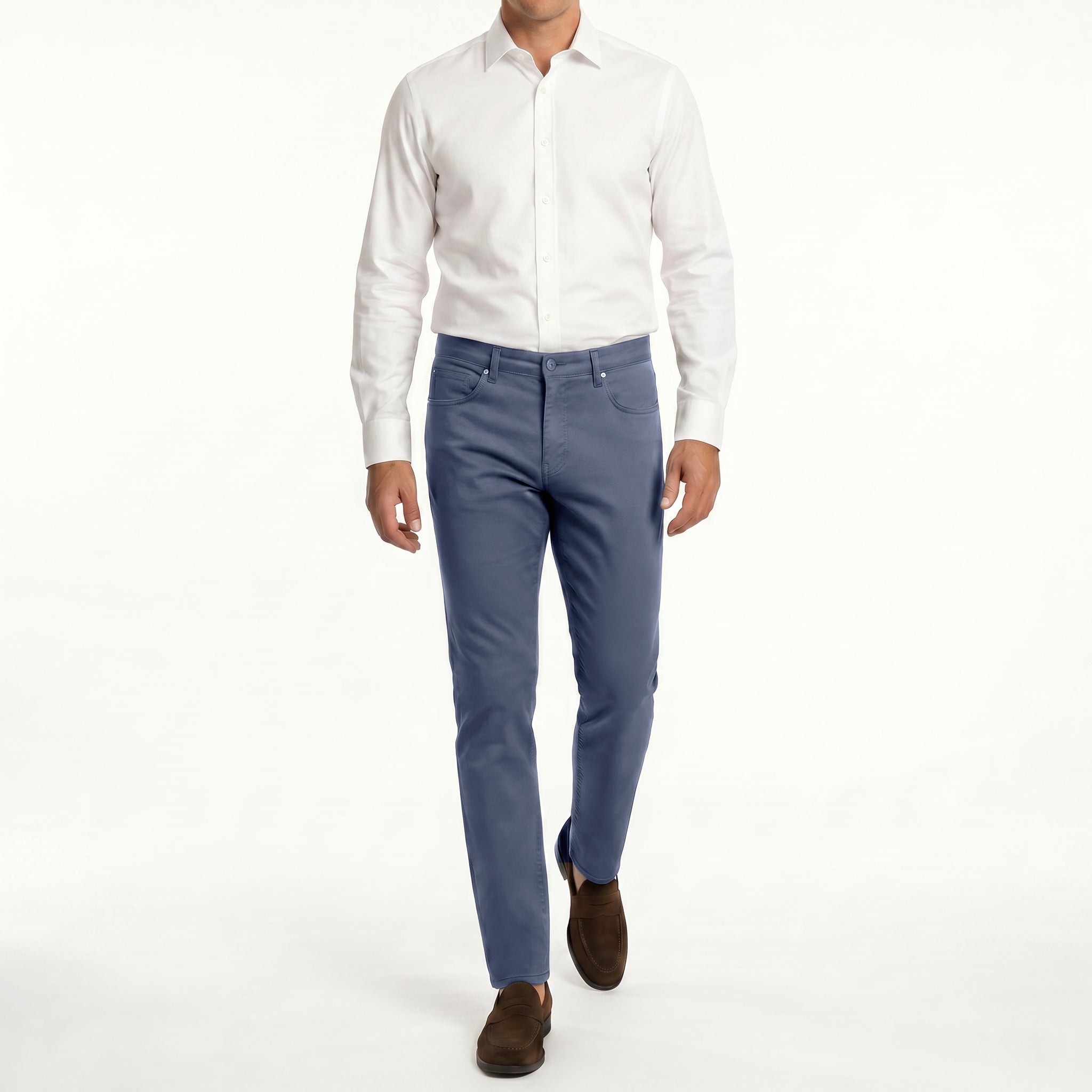 5 Pocket Pant Cotton Spandex - Blue Dust