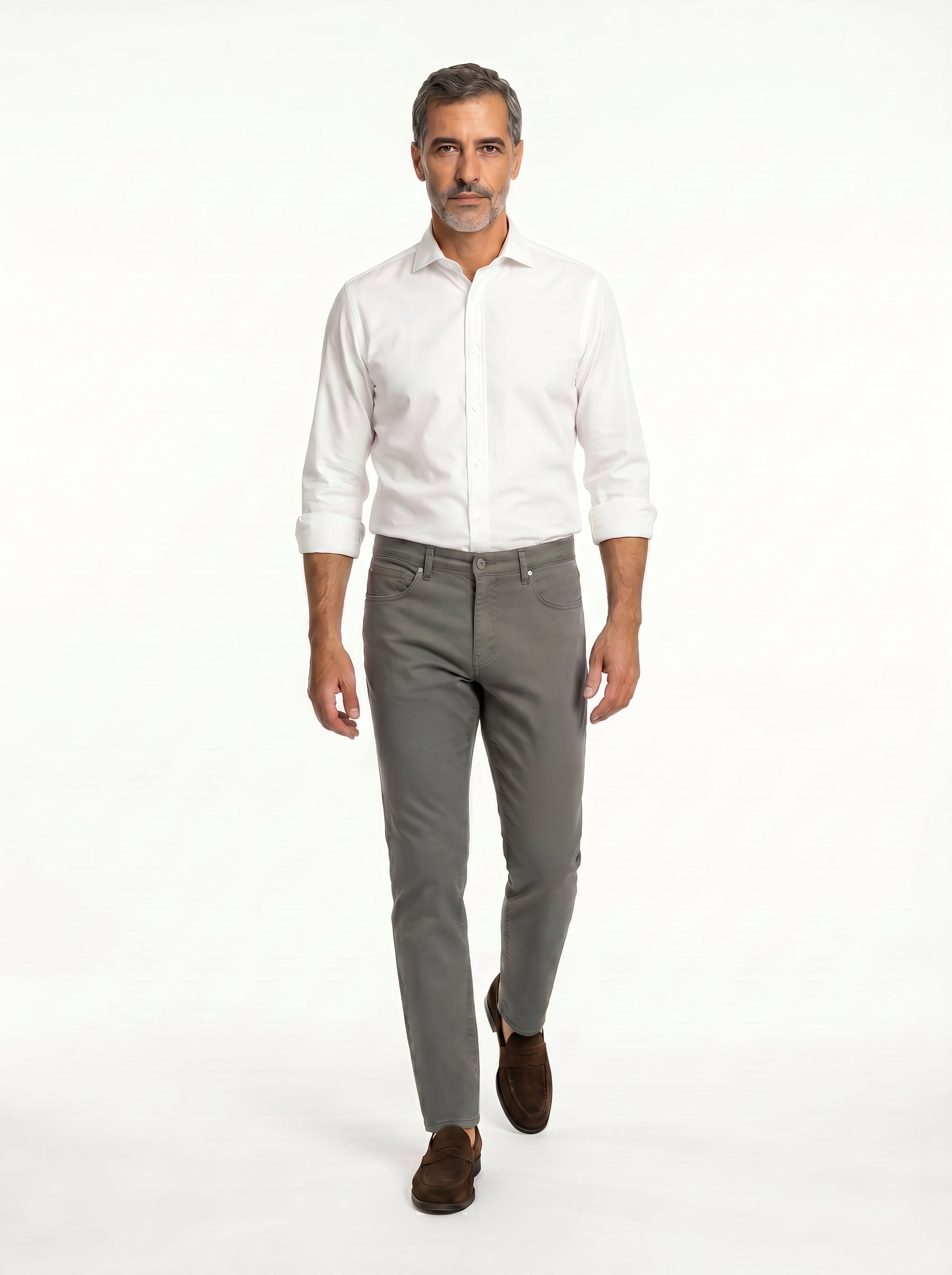 5 Pocket Pant Cotton Spandex - Medium Grey