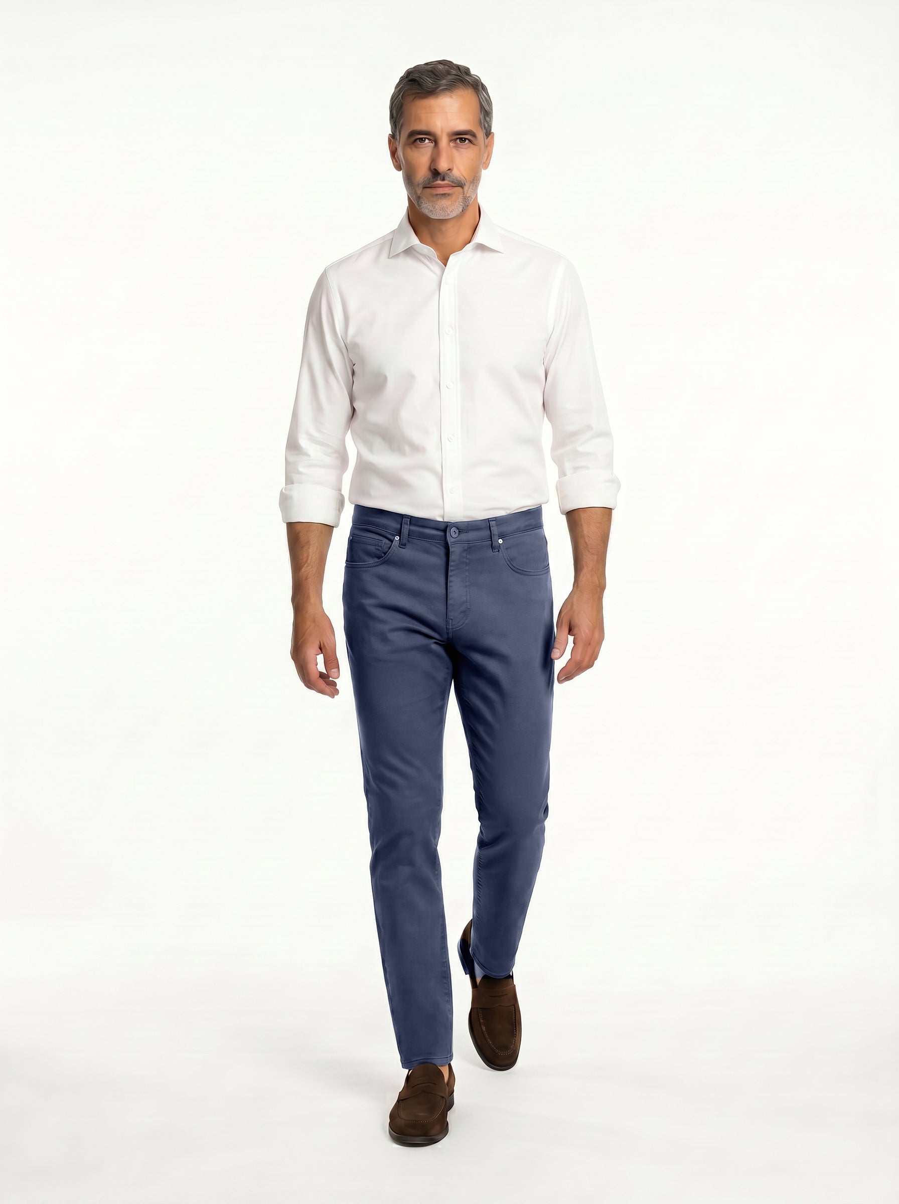5 Pocket Pant Cotton Spandex - Blue Dust