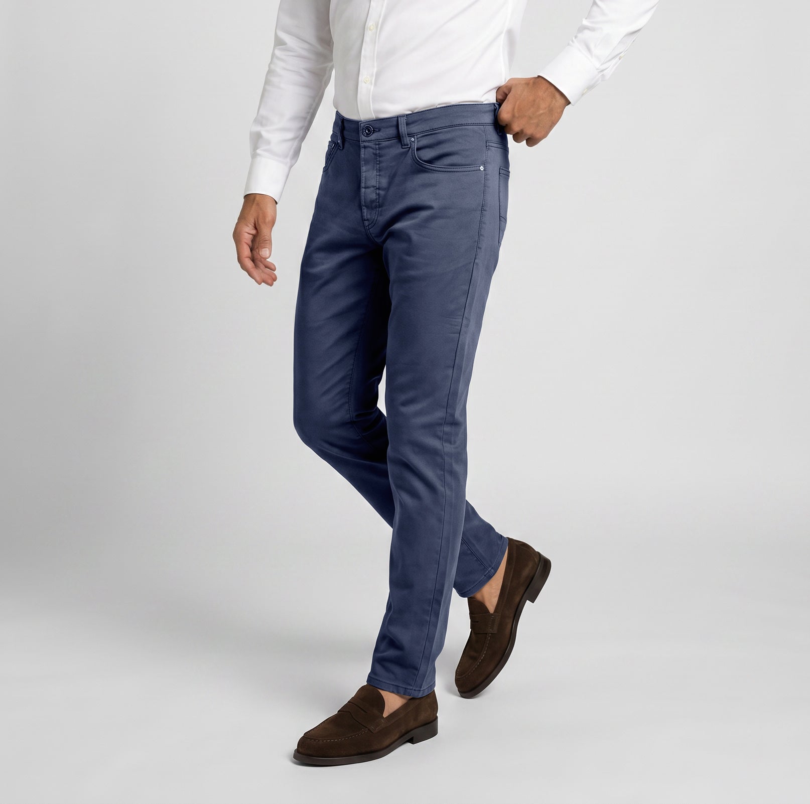 5 Pocket Pant Cotton Spandex - Blue Dust