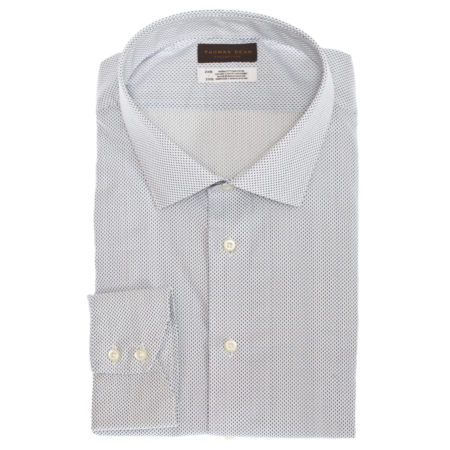 slim fit dress slacks TD Collection Blue Mini Print Button Down Sport Shirt