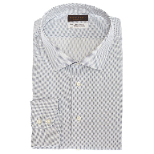 TD Collection Light Blue Mini Print Button Down Sport Shirt - Thomas Dean & Co