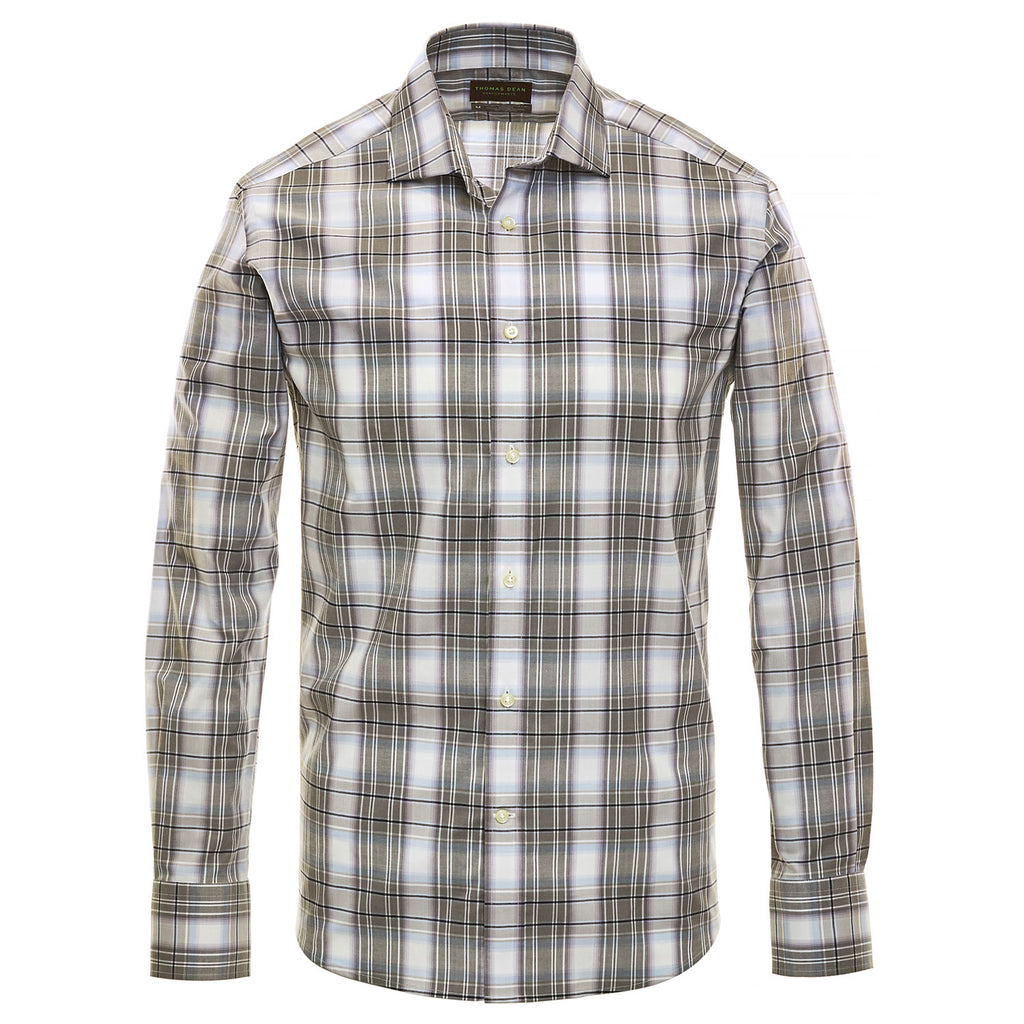 Purple Check Performance Sport Shirt - Thomas Dean & Co