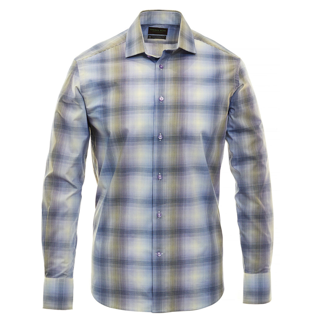 Purple Check Performance Sport Shirt - Thomas Dean & Co