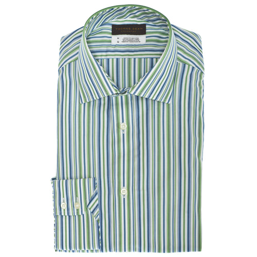 TD Collection Green Stripe Button Down Sport Shirt - Thomas Dean & Co.