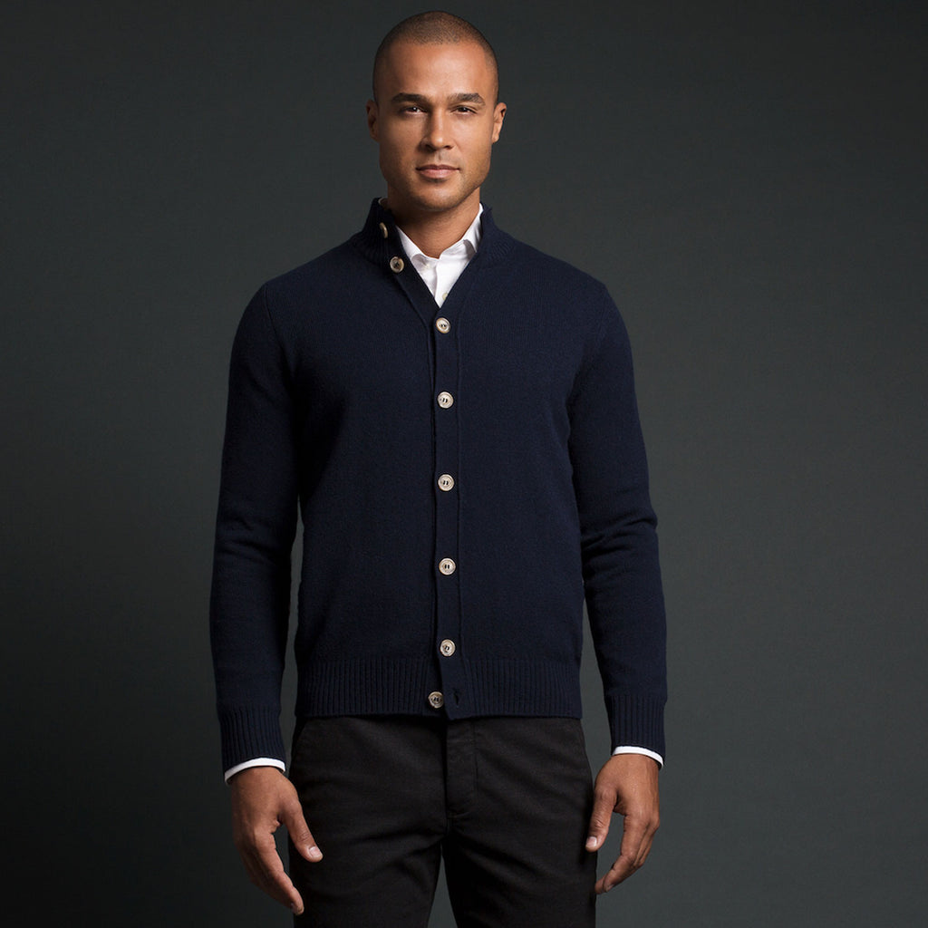 Navy Button Up Cardigan - Thomas Dean & Co
