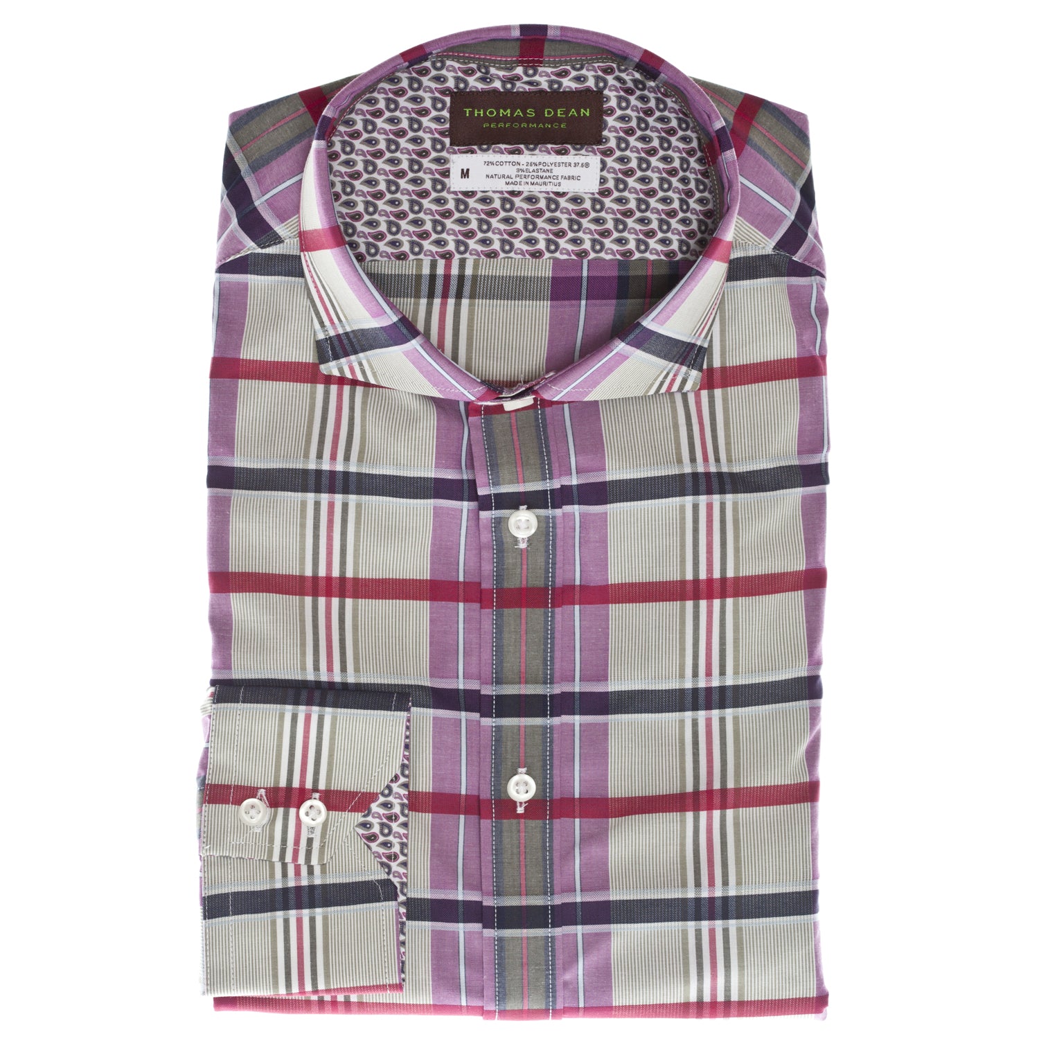 Green Check Performance Sport Shirt - Thomas Dean & Co