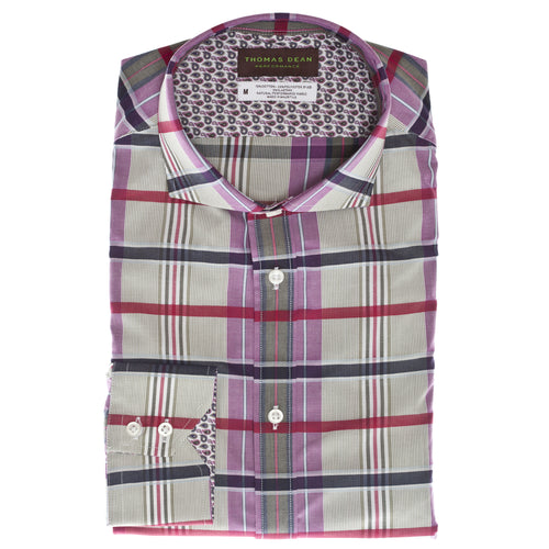 Green Check Performance Sport Shirt - Thomas Dean & Co