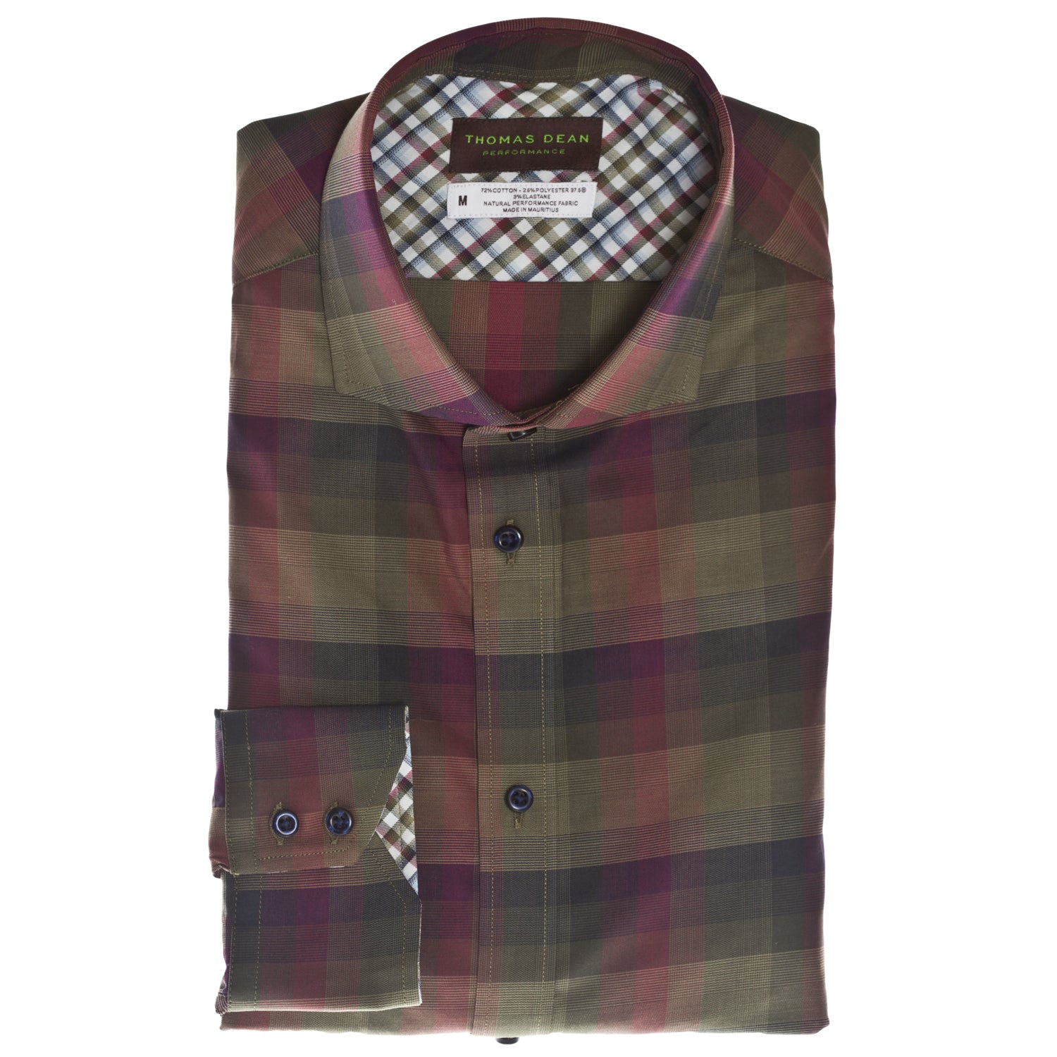 Green Check Performance Sport Shirt - Thomas Dean & Co