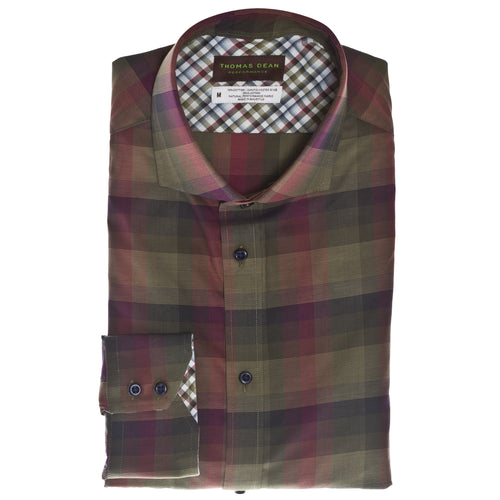 Green Check Performance Sport Shirt - Thomas Dean & Co