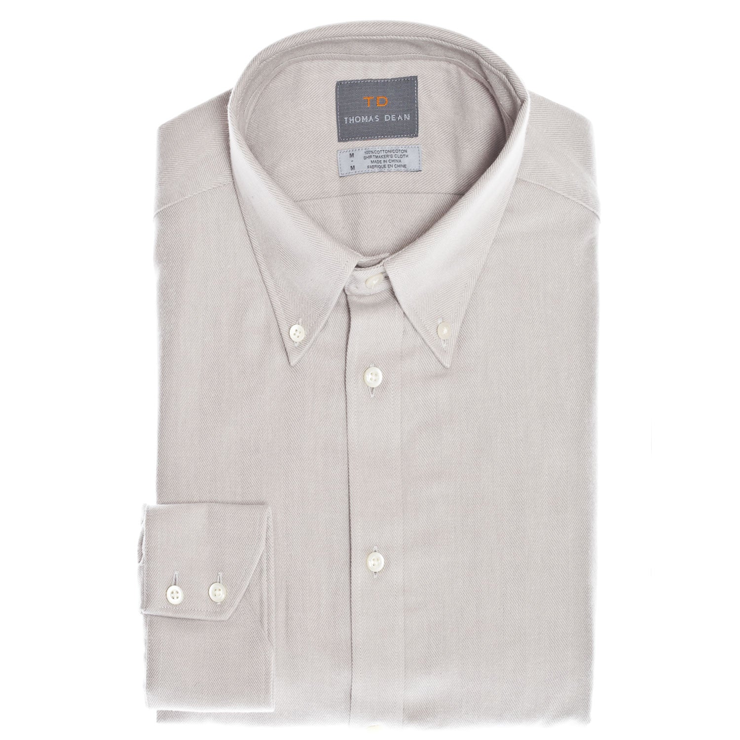 Light Grey Tonal Button Down Collar Sport Shirt - Thomas Dean & Co