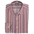 Wine Multi Stripe Button Down Sport Shirt - Thomas Dean & Co