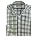 Green Shadow Check Button Down Sport Shirt - Thomas Dean & Co