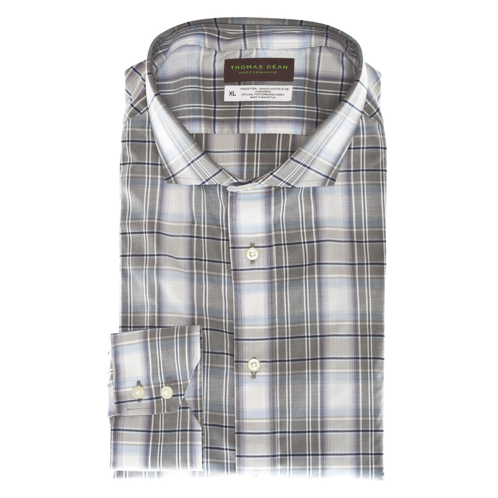 Purple Check Performance Sport Shirt - Thomas Dean & Co